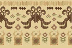 Ethnic Ikat fabric pattern geometric style.African Ikat embroidery Ethnic oriental pattern white brown cream background. Abstract,vector,illustration.For texture,clothing,wrapping,decoration,carpet. vector