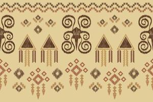 Ethnic Ikat fabric pattern geometric style.African Ikat embroidery Ethnic oriental pattern white brown cream background. Abstract,vector,illustration.For texture,clothing,wrapping,decoration,carpet. vector