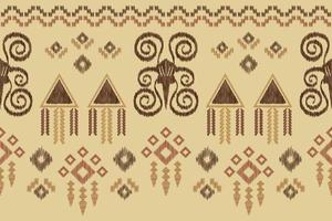 Ethnic Ikat fabric pattern geometric style.African Ikat embroidery Ethnic oriental pattern white brown cream background. Abstract,vector,illustration.For texture,clothing,wrapping,decoration,carpet. vector