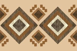 Ethnic Ikat fabric pattern geometric style.African Ikat embroidery Ethnic oriental pattern brown cream background. Abstract,vector,illustration.For texture,clothing,wrapping,decoration,carpet. vector