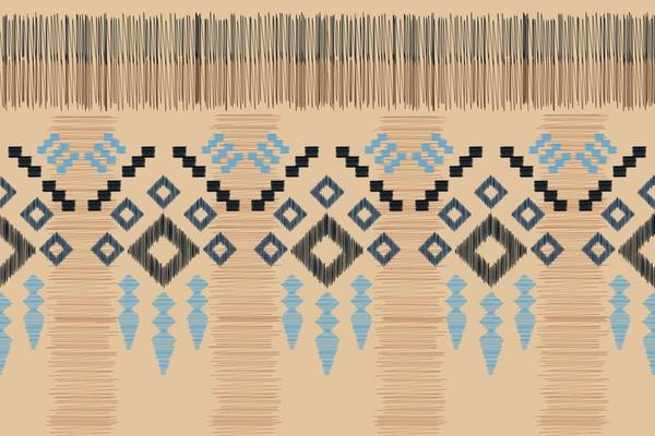 Ethnic Ikat fabric pattern geometric style.African Ikat embroidery Ethnic oriental pattern brown cream background. Abstract,vector,illustration.For texture,clothing,wrapping,decoration,carpet.