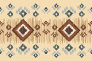 Ethnic Ikat fabric pattern geometric style.African Ikat embroidery Ethnic oriental pattern brown cream background. Abstract,vector,illustration.For texture,clothing,wrapping,decoration,carpet. vector