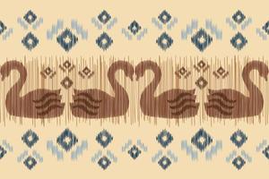 Ethnic Ikat fabric pattern geometric style.African Ikat embroidery Ethnic oriental pattern brown cream background. Abstract,vector,illustration.For texture,clothing,wrapping,decoration,carpet. vector