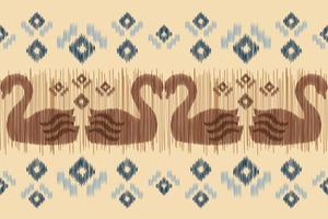 Ethnic Ikat fabric pattern geometric style.African Ikat embroidery Ethnic oriental pattern brown cream background. Abstract,vector,illustration.For texture,clothing,wrapping,decoration,carpet. vector