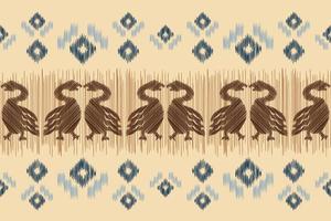 Ethnic Ikat fabric pattern geometric style.African Ikat embroidery Ethnic oriental pattern brown cream background. Abstract,vector,illustration.For texture,clothing,wrapping,decoration,carpet. vector