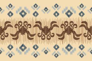 Ethnic Ikat fabric pattern geometric style.African Ikat embroidery Ethnic oriental pattern brown cream background. Abstract,vector,illustration.For texture,clothing,wrapping,decoration,carpet. vector