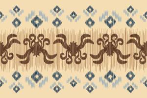 Ethnic Ikat fabric pattern geometric style.African Ikat embroidery Ethnic oriental pattern brown cream background. Abstract,vector,illustration.For texture,clothing,wrapping,decoration,carpet. vector