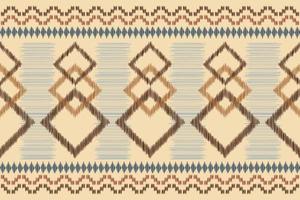 Ethnic Ikat fabric pattern geometric style.African Ikat embroidery Ethnic oriental pattern brown cream background. Abstract,vector,illustration.For texture,clothing,wrapping,decoration,carpet. vector