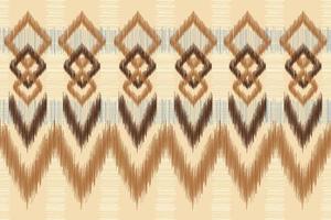 Ethnic Ikat fabric pattern geometric style.African Ikat embroidery Ethnic oriental pattern brown cream background. Abstract,vector,illustration.For texture,clothing,wrapping,decoration,carpet. vector