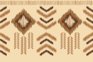 Ethnic Ikat fabric pattern geometric style.African Ikat embroidery Ethnic oriental pattern brown cream background. Abstract,vector,illustration.For texture,clothing,wrapping,decoration,carpet. vector