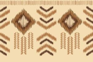 Ethnic Ikat fabric pattern geometric style.African Ikat embroidery Ethnic oriental pattern brown cream background. Abstract,vector,illustration.For texture,clothing,wrapping,decoration,carpet. vector