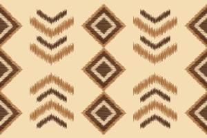 Ethnic Ikat fabric pattern geometric style.African Ikat embroidery Ethnic oriental pattern brown cream background. Abstract,vector,illustration.For texture,clothing,wrapping,decoration,carpet. vector