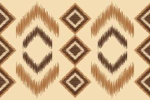 Ethnic Ikat fabric pattern geometric style.African Ikat embroidery Ethnic oriental pattern brown cream background. Abstract,vector,illustration.For texture,clothing,wrapping,decoration,carpet. vector