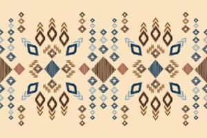 Ethnic Ikat fabric pattern geometric style.African Ikat embroidery Ethnic oriental pattern brown cream background. Abstract,vector,illustration.For texture,clothing,wrapping,decoration,carpet. vector