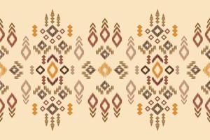 Ethnic Ikat fabric pattern geometric style.African Ikat embroidery Ethnic oriental pattern brown cream background. Abstract,vector,illustration.For texture,clothing,wrapping,decoration,carpet. vector