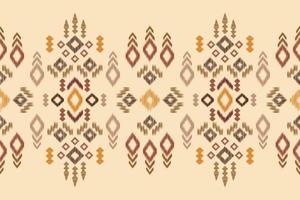 Ethnic Ikat fabric pattern geometric style.African Ikat embroidery Ethnic oriental pattern brown cream background. Abstract,vector,illustration.For texture,clothing,wrapping,decoration,carpet. vector