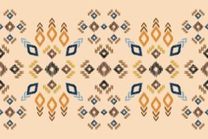 Ethnic Ikat fabric pattern geometric style.African Ikat embroidery Ethnic oriental pattern brown cream background. Abstract,vector,illustration.For texture,clothing,wrapping,decoration,carpet. vector