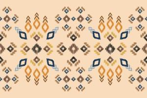 Ethnic Ikat fabric pattern geometric style.African Ikat embroidery Ethnic oriental pattern brown cream background. Abstract,vector,illustration.For texture,clothing,wrapping,decoration,carpet. vector