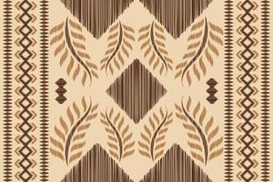 Ethnic Ikat fabric pattern geometric style.African Ikat embroidery Ethnic oriental pattern brown cream background. Abstract,vector,illustration.For texture,clothing,wrapping,decoration,carpet. vector