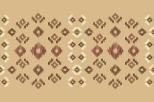 Ethnic Ikat fabric pattern geometric style.African Ikat embroidery Ethnic oriental pattern brown cream background. Abstract,vector,illustration.For texture,clothing,wrapping,decoration,carpet. vector