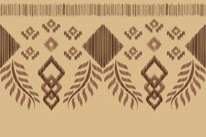 Ethnic Ikat fabric pattern geometric style.African Ikat embroidery Ethnic oriental pattern brown cream background. Abstract,vector,illustration.For texture,clothing,wrapping,decoration,carpet. vector