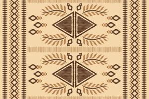 Ethnic Ikat fabric pattern geometric style.African Ikat embroidery Ethnic oriental pattern brown cream background. Abstract,vector,illustration.For texture,clothing,wrapping,decoration,carpet. vector
