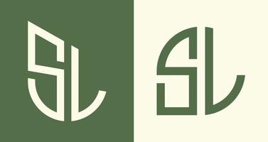 Creative simple Initial Letters SL Logo Designs Bundle. vector