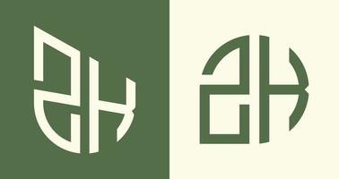 creativo sencillo inicial letras zk logo diseños manojo. vector