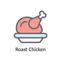 Roast Chicken Vector Fill outline Icons. Simple stock illustration stock