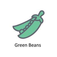 Green Beans  Vector Fill outline Icons. Simple stock illustration stock