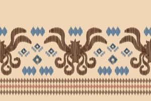 Ethnic Ikat fabric pattern geometric style.African Ikat embroidery Ethnic oriental pattern brown cream background. Abstract,vector,illustration.For texture,clothing,wrapping,decoration,carpet. vector