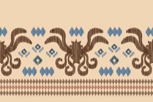 Ethnic Ikat fabric pattern geometric style.African Ikat embroidery Ethnic oriental pattern brown cream background. Abstract,vector,illustration.For texture,clothing,wrapping,decoration,carpet. vector