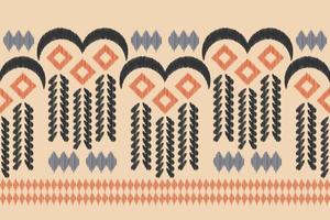 Ethnic Ikat fabric pattern geometric style.African Ikat embroidery Ethnic oriental pattern brown cream background. Abstract,vector,illustration.For texture,clothing,wrapping,decoration,carpet. vector