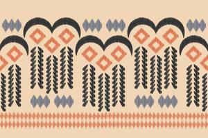 Ethnic Ikat fabric pattern geometric style.African Ikat embroidery Ethnic oriental pattern brown cream background. Abstract,vector,illustration.For texture,clothing,wrapping,decoration,carpet. vector