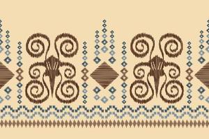 Ethnic Ikat fabric pattern geometric style.African Ikat embroidery Ethnic oriental pattern brown cream background. Abstract,vector,illustration.For texture,clothing,wrapping,decoration,carpet. vector