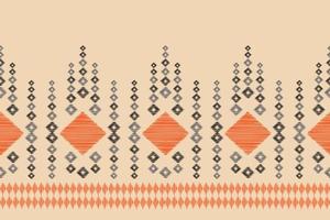 Ethnic Ikat fabric pattern geometric style.African Ikat embroidery Ethnic oriental pattern brown cream background. Abstract,vector,illustration.For texture,clothing,wrapping,decoration,carpet. vector