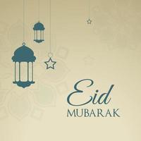 Traditional eid mubarak festival card with islamic decoration vector