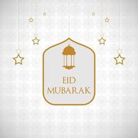 Traditional eid mubarak festival card with islamic decoration vector