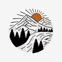 camping outdoor and mountains vintage illustration vector