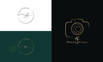 Hand drawn camera photography logo vector