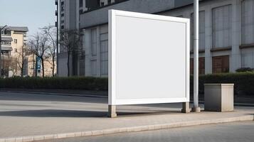 , Realistic street big billboard mock up blank for presentation advertising. Outdoor sign blank in the futuristic city, business concept photo