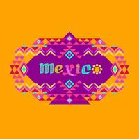 Tribal geometric ornament and decorated word Mexico. Aztec style. Vector. vector