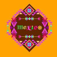 Tribal geometric ornament and decorated word Mexico. Aztec style. Vector. vector