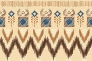 Ethnic Ikat fabric pattern geometric style.African Ikat embroidery Ethnic oriental pattern brown cream background. Abstract,vector,illustration.For texture,clothing,wrapping,decoration,carpet. vector