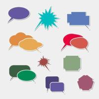 set of blank white speech bubble in flat design, sticker vector