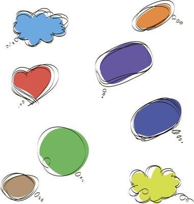 set of blank white speech bubble in flat design, sticker