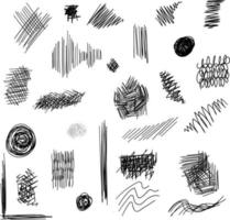 Collection of handdrawn vector textures. Brush strokes and skretches for grunge look. Brush templates for vector art. Creative hand painted textures - can be used for art overlay, background