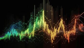 generativo ai, valores mercado gráfico líneas, financiero grafico en tecnología resumen antecedentes representar financiero crisis, financiero fusión de un reactor. tecnología concepto, comercio mercado concepto. foto