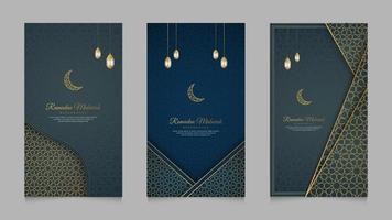 ramadan kareem plantilla de colección de historias de redes sociales realistas islámicas vector