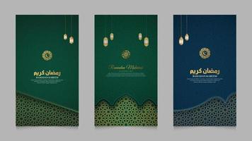 ramadan kareem plantilla de colección de historias de redes sociales realistas islámicas vector